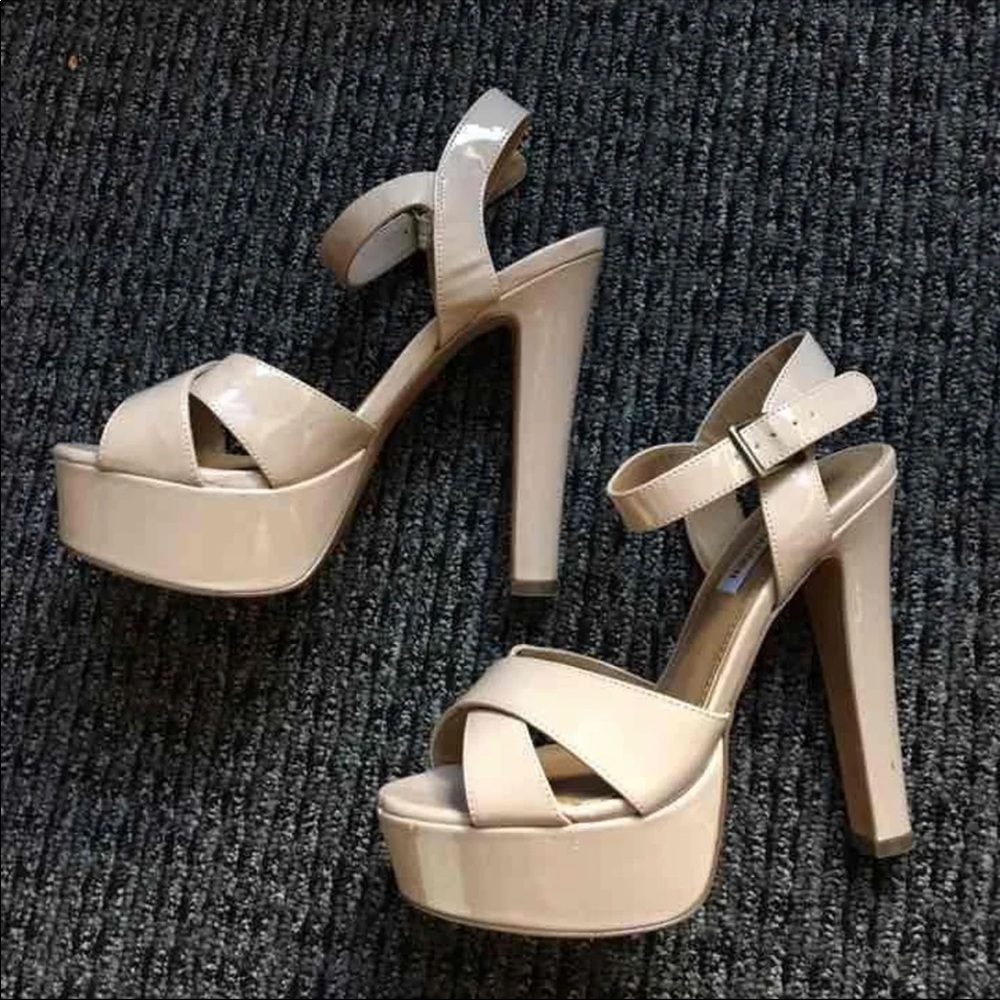 Patent Leather Nude Platform Heels